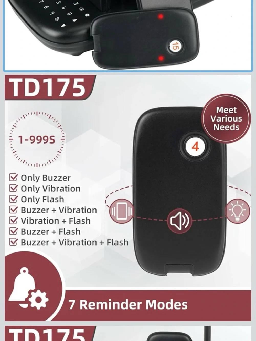Retekess TD175 Wireless Restaurant Pager Queuing Calling System 30 Buzzers Cafes